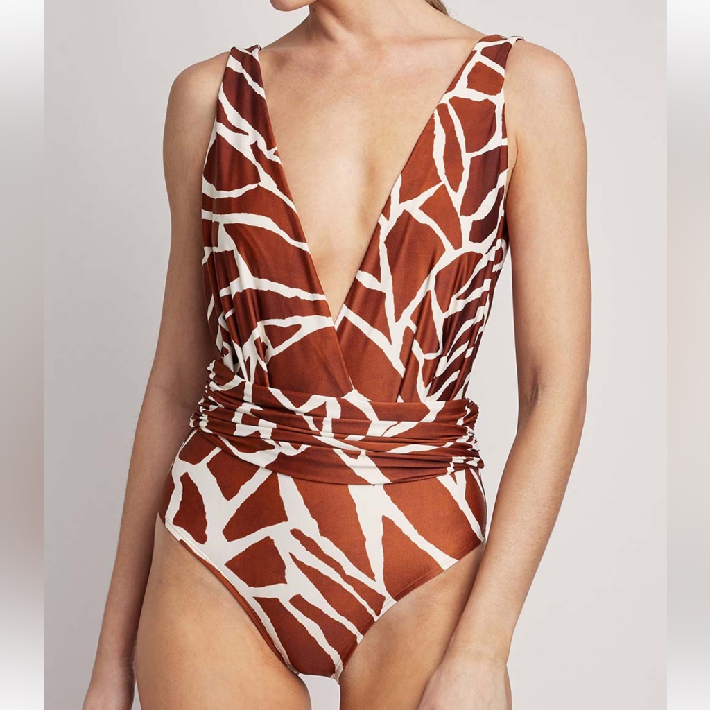 Lenny Niemeyer Giraffe Deep-V Waisted One Piece Swimsuit Sz S
